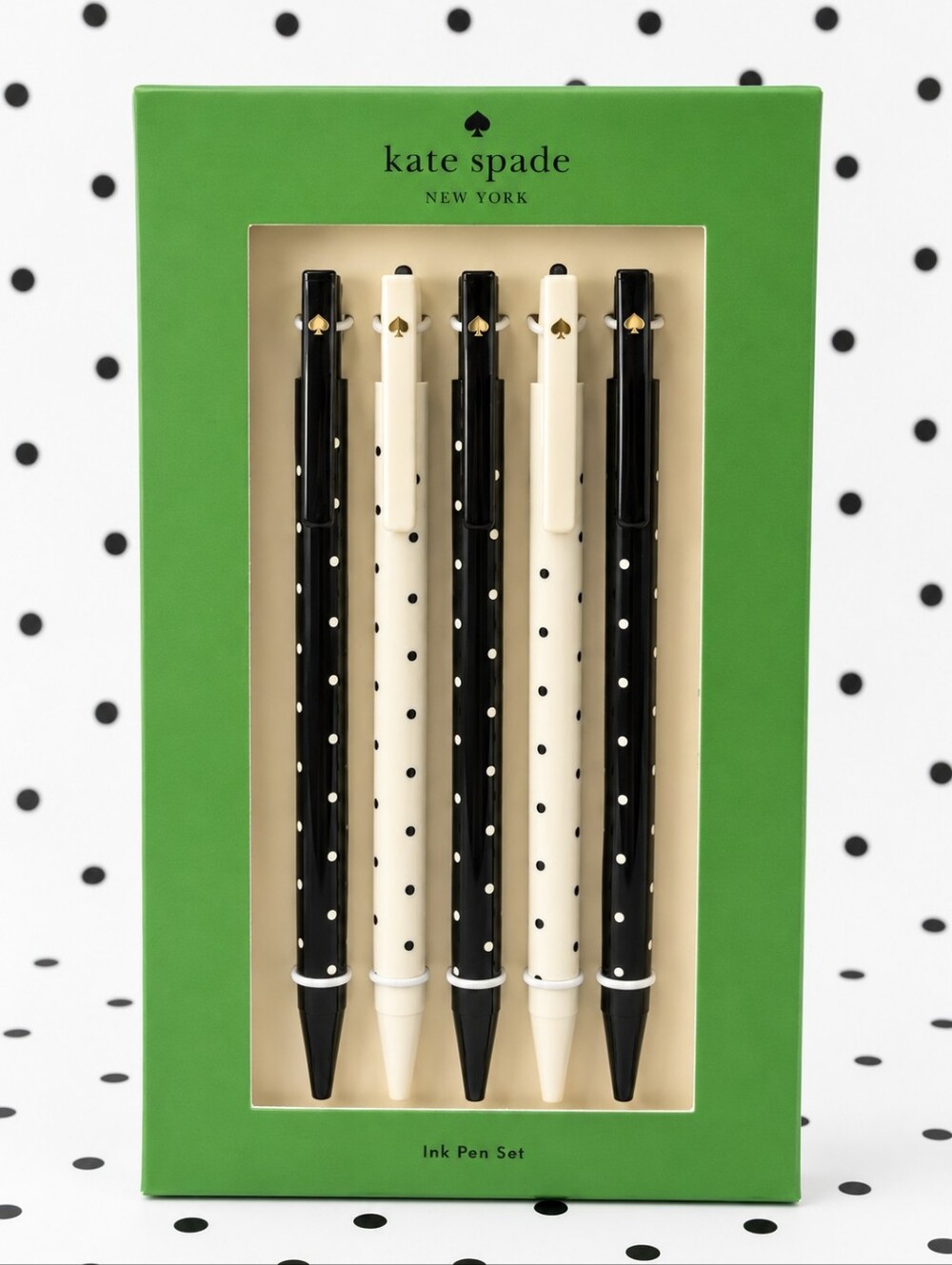 kate spade Black and Cream Polka Dot Ink Pen Set